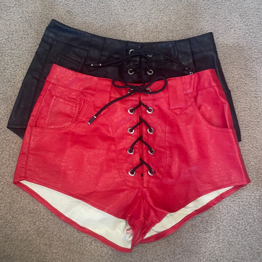 Women’s Leather lace up shorts